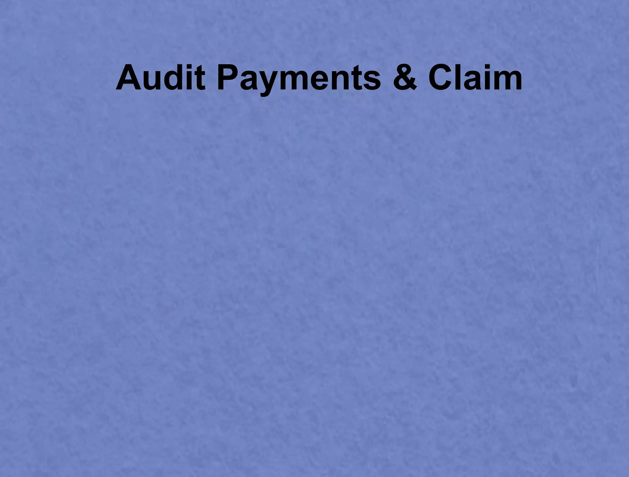 Audit Payments & Claim 
 