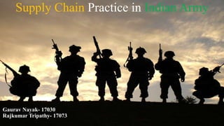 TITLE LAYOUT
Subtitle
Gaurav Nayak- 17030
Rajkumar Tripathy- 17073
Supply Chain Practice in Indian Army
 