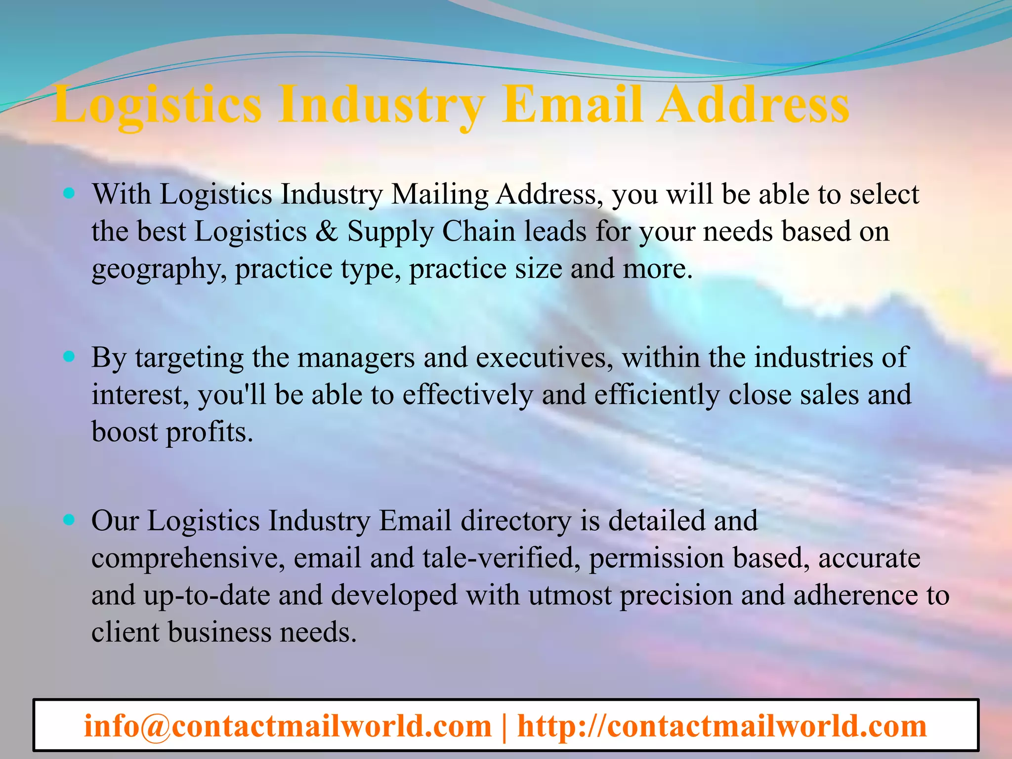 Logistics Industry Email Address PPTX