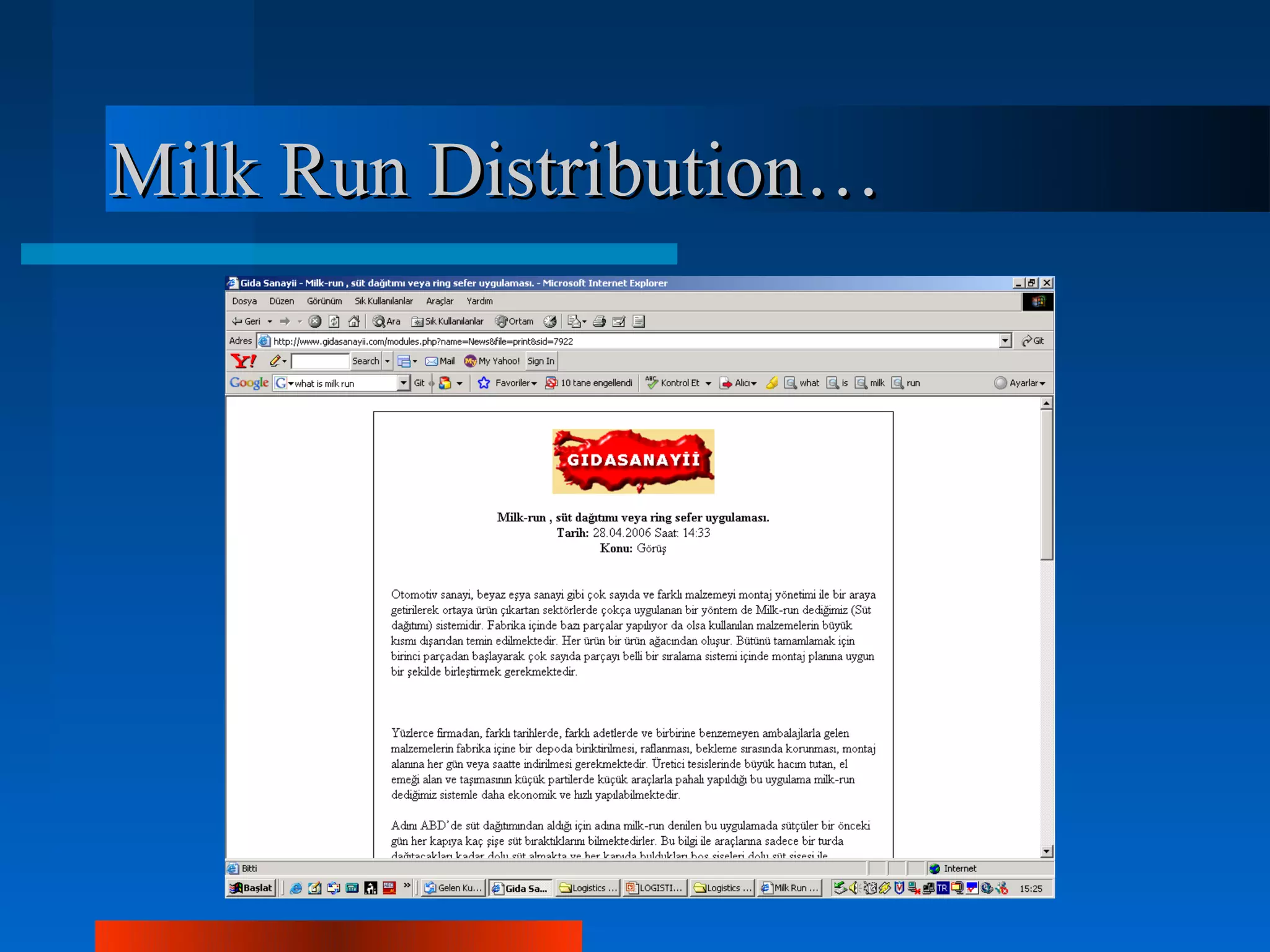 Milk Run Distribution…
 