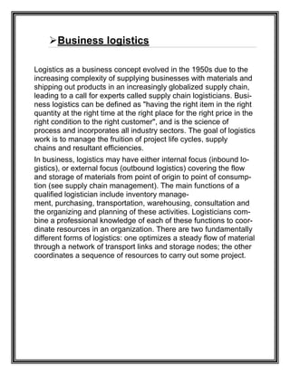 Logistics management 100 marks assignment | DOCX