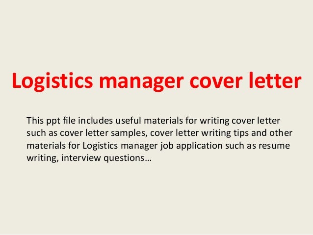 Cover letter for logistics manager