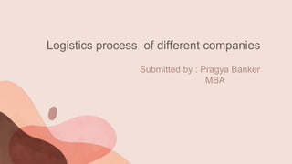 Logistics process of different companies
Submitted by : Pragya Banker
MBA
 