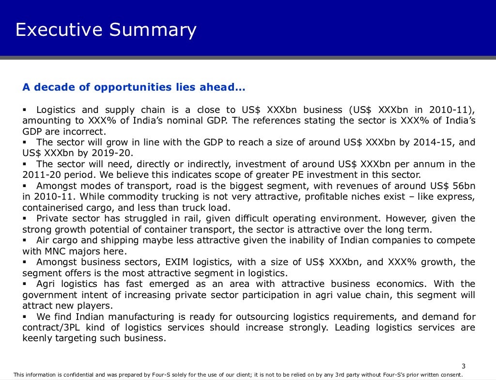 Logistics report sample