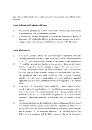 Logistics Services Agreement Sample (Purchase this doc, Text ...