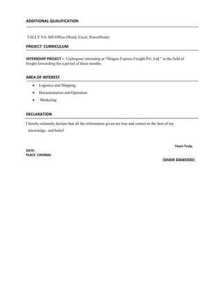 Logistics shaik 
