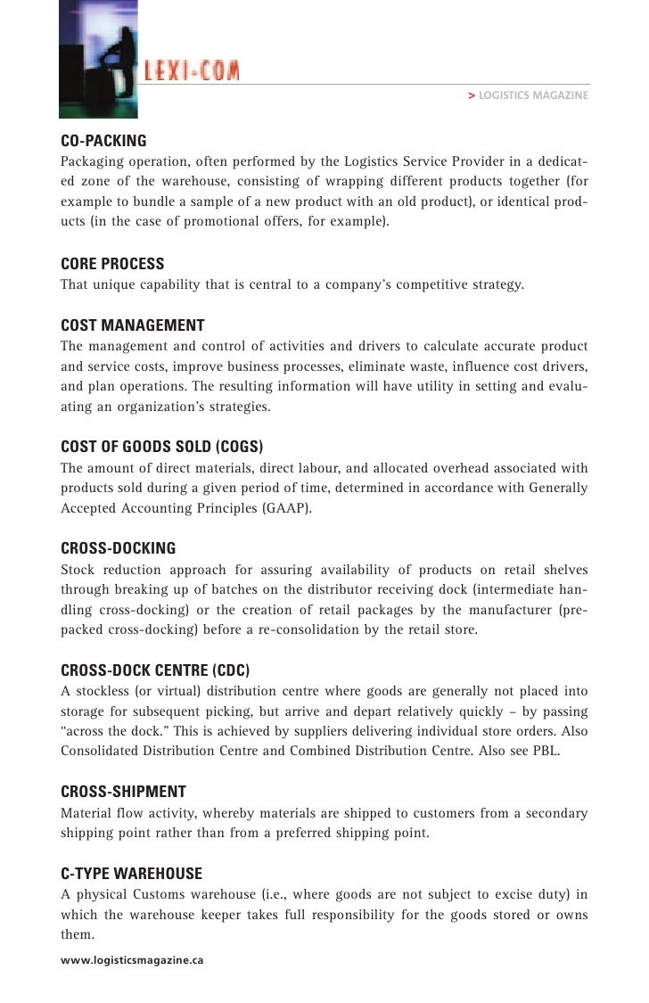 logistics terms and definitions pdf