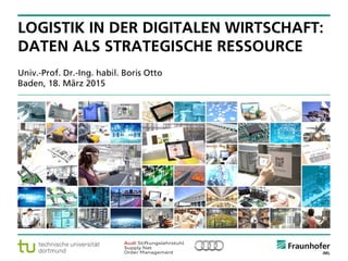 © Fraunhofer ·· Seite 20
Univ.-Prof. Dr.-Ing. habil. Boris Otto
Baden, 18. März 2015
LOGISTIK IN DER DIGITALEN WIRTSCHAFT:
DATEN ALS STRATEGISCHE RESSOURCE
 