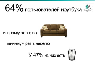 64% пользователей ноутбука

используют его на

  минимум раз в неделю

            У 47% из них есть
 