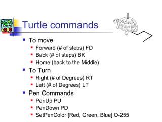 Turtle Commands Examples Logo | PPT | Free Download