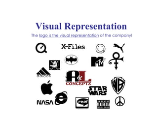 Visual Representation The  logo is the visual representation  of the company! 