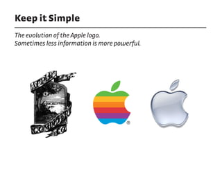 Keep it Simple
The evolution of the Apple logo.
Sometimes less information is more powerful.
 