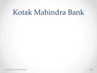 Kotak Mahindra Bank

Thapar University, Patiala

32

 