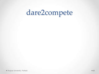 dare2compete

Thapar University, Patiala

38

 