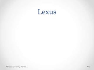 Lexus

Thapar University, Patiala

40

 