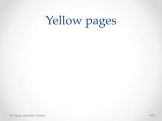 Yellow pages

Thapar University, Patiala

74

 