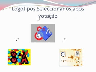 Logotipos Seleccionados após
votação1º
2º 3º
 