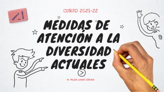 MEDIDAS DE
ATENCIÓN A LA
DIVERSIDAD
ACTUALES
M. PILAR LUQUE LÉRIDA
CURSO 2021-22
 