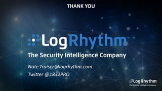 21 | Company Confidential
Nate.Traiser@logrhythm.com
Twitter @1832PRO
THANK YOU
 