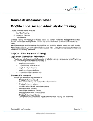 LogRhythm Training Syllabus Data Sheet | PDF