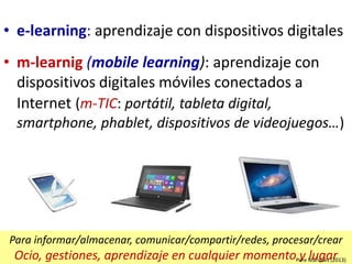 m-TIC
Los dispositivos digitales son instrumentos útiles
Permiten “hacer más cosas”
Pero no garantizan los aprendizajes
Lo...