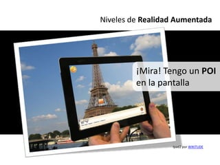 Niveles de Realidad Aumentada




         ¡Mira! Tengo un POI
         en la pantalla




                  Ipad2 por WIKITUDE
 