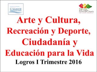 Arte y Cultura,
Recreación y Deporte,
Ciudadanía y
Educación para la Vida
Logros I Trimestre 2016
 