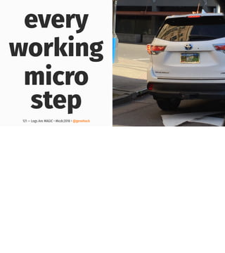 every
working
micro
step
121 — Logs Are MAGIC • #kcdc2018 • @genehack
 