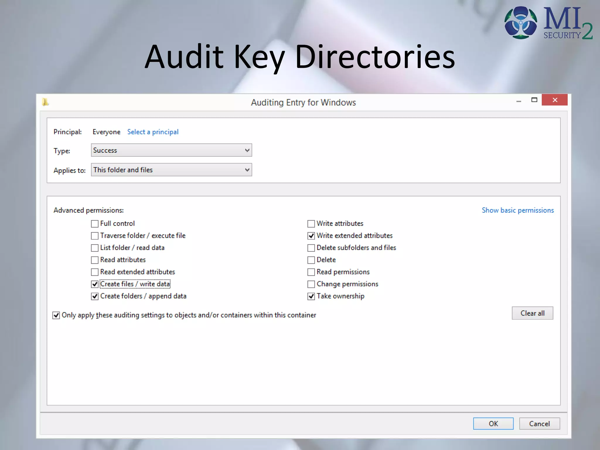 Audit Key Directories
 