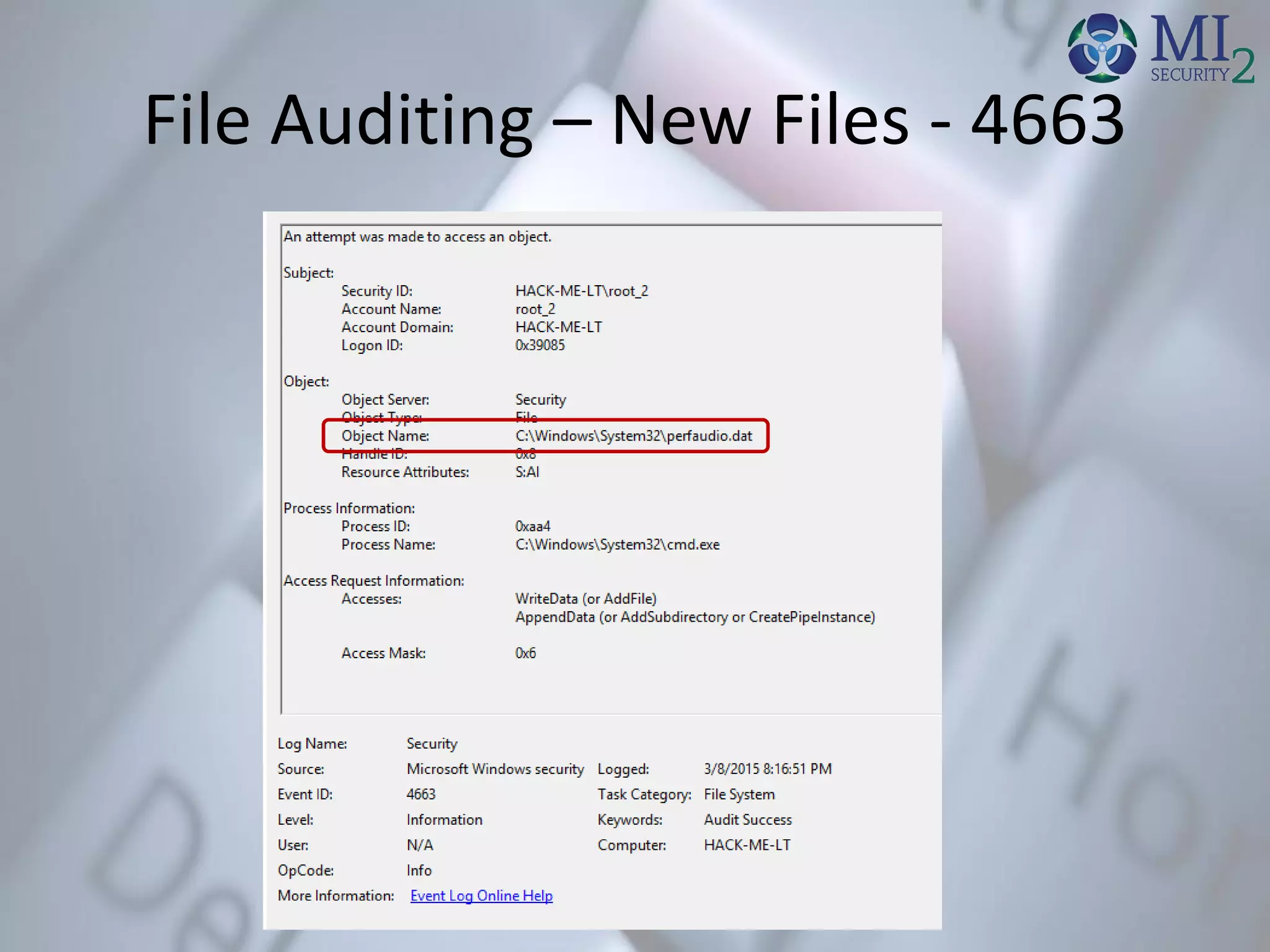 File Auditing – New Files - 4663
 