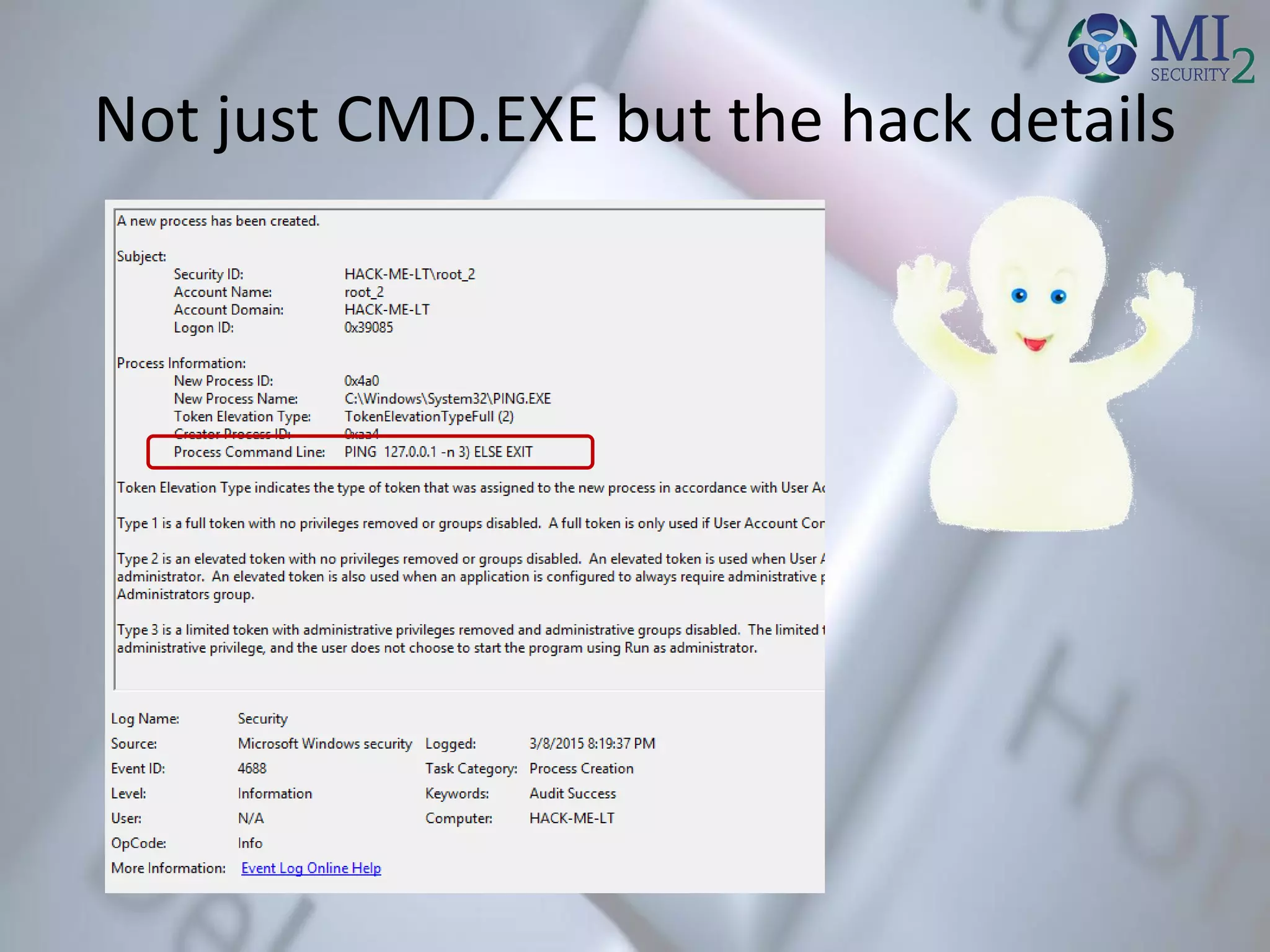 Not just CMD.EXE but the hack details
 