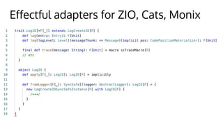 Effectful adapters for ZIO, Cats, Monix
 