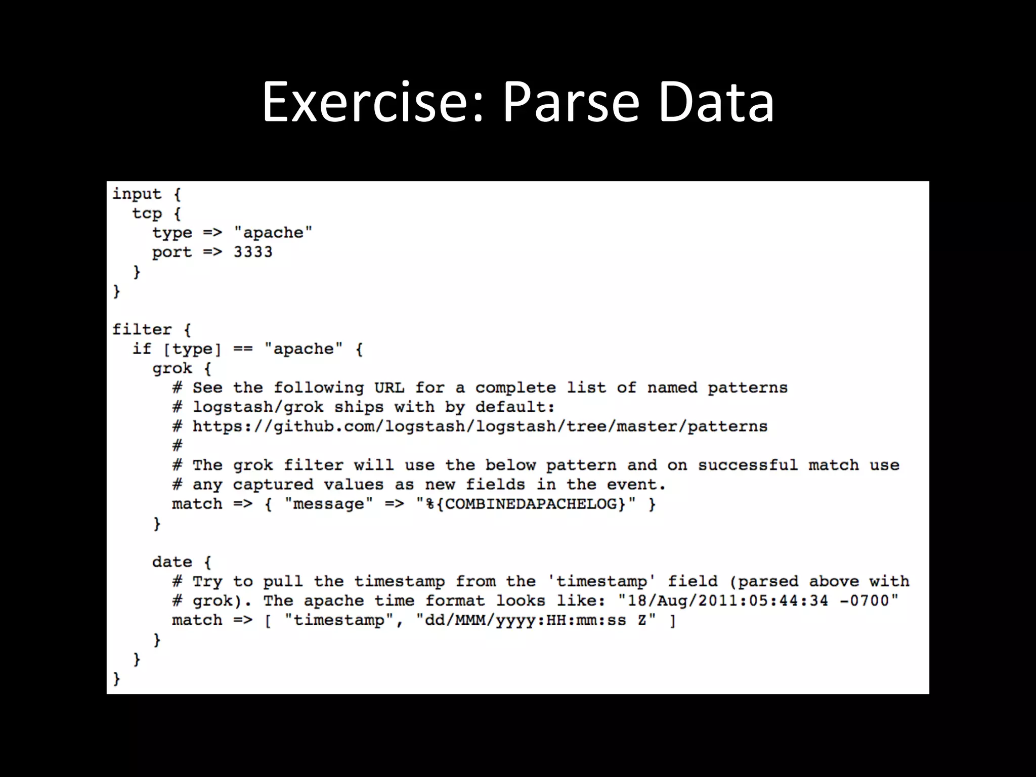 Exercise:	
  Parse	
  Data
 