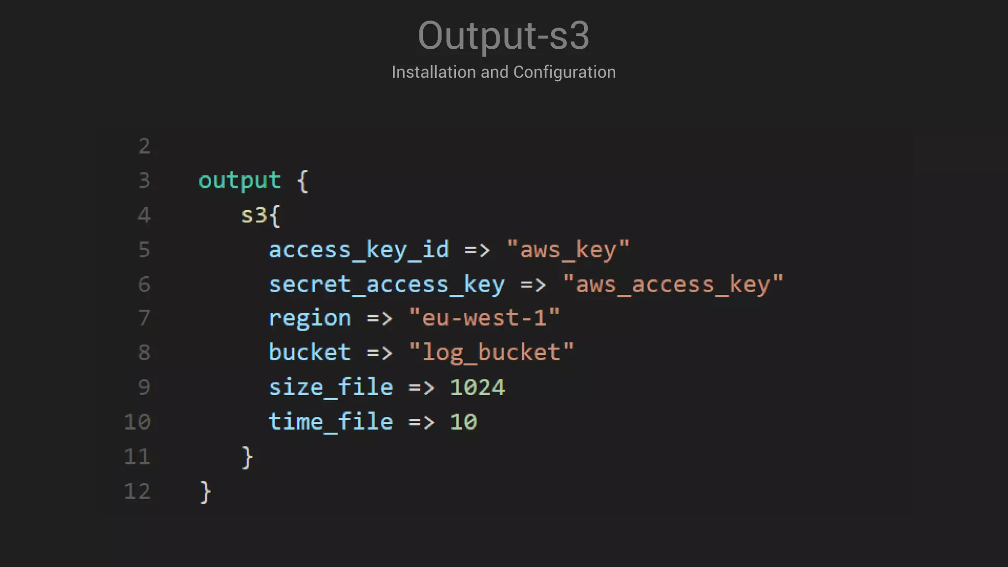 Output-s3
Installation and Configuration
 