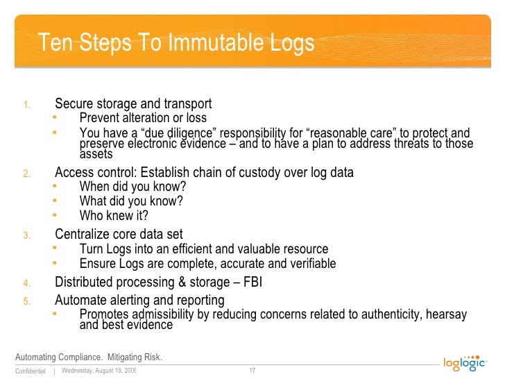Logs & The Law What is Admissible in Court?