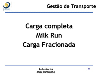Carga completa Milk Run Carga Fracionada Gestão de Transporte 
