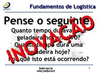 Pense o seguinte: Quanto tempo durava uma geladeira nos anos 70? Quanto tempo dura uma geladeira hoje? Por quê isto está ocorrendo? INOVAÇÃO Fundamentos de Logística 