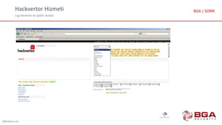 Hackvertor Hizmeti
Log Yönetimi ve Saldırı Analizi
@BGASecurity
BGA | SOME
 