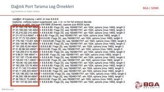 Dağıtık Port Tarama Log Örnekleri
Log Yönetimi ve Saldırı Analizi
@BGASecurity
BGA | SOME
 