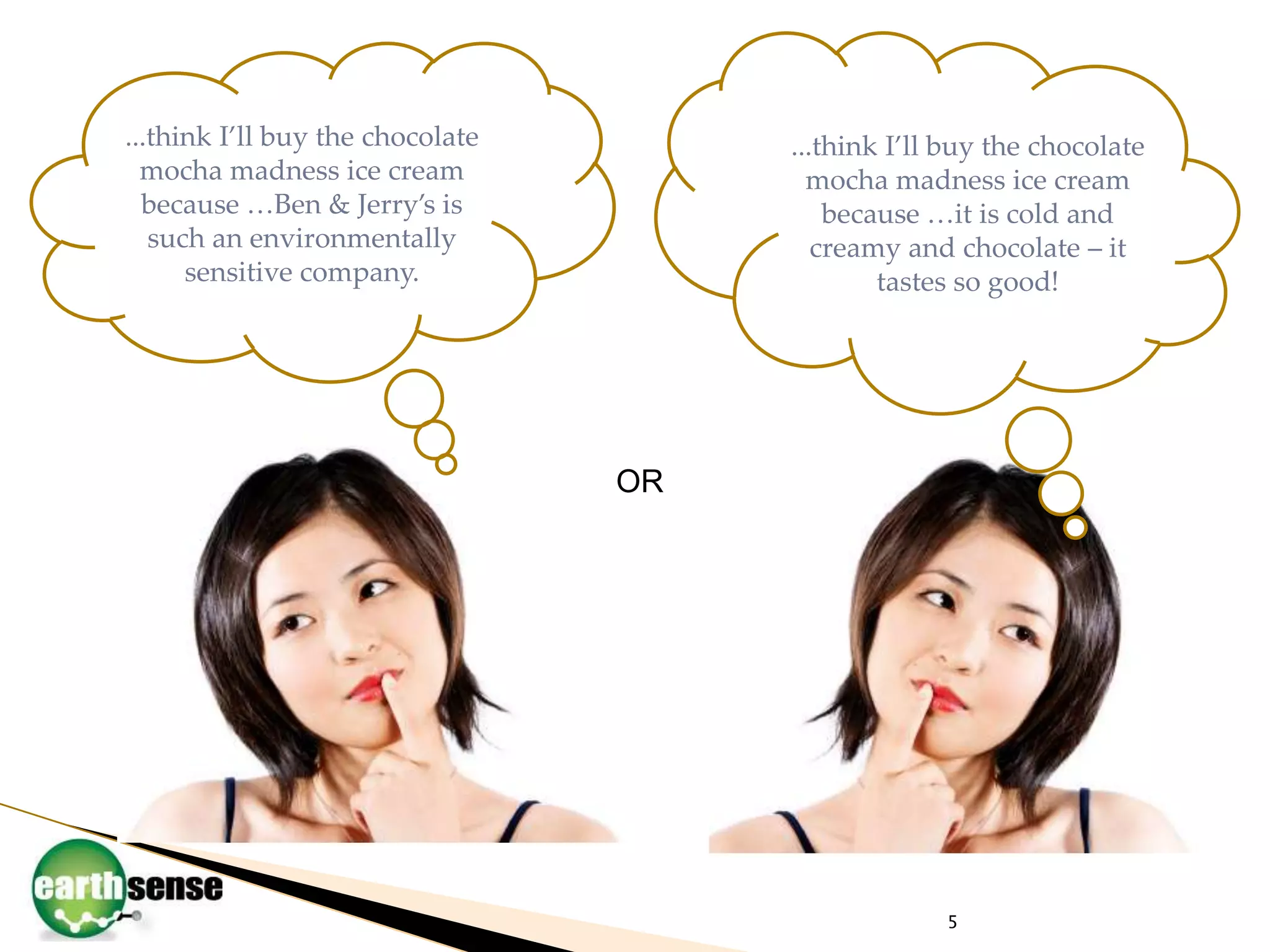 5...think I’ll buy the chocolate mocha madness ice cream because …it is cold and creamy and chocolate – it tastes so good!...think I’ll buy the chocolate mocha madness ice cream because …Ben & Jerry’s is such an environmentally sensitive company.OR