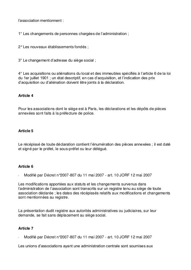 Loi 1901 Decret Du 16 Aout 1901 Version Consolidee Au 21