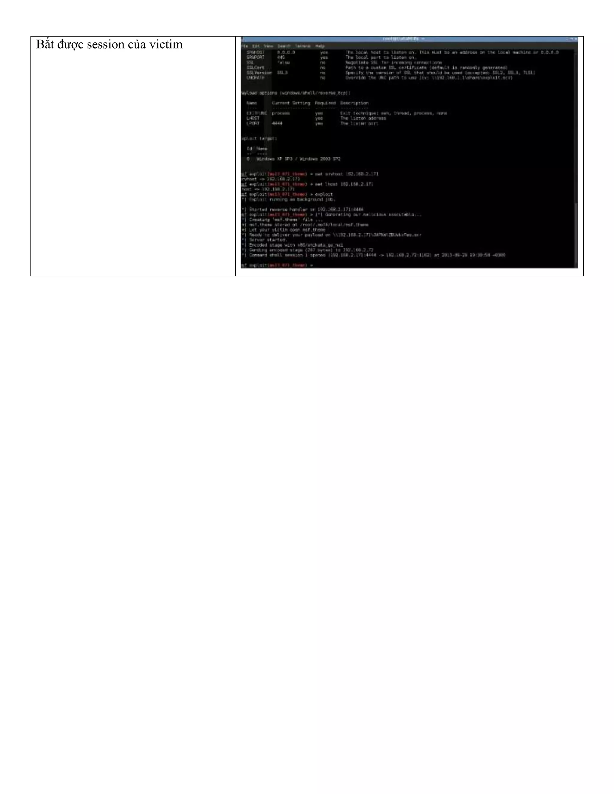Bắt được session của victim
 
