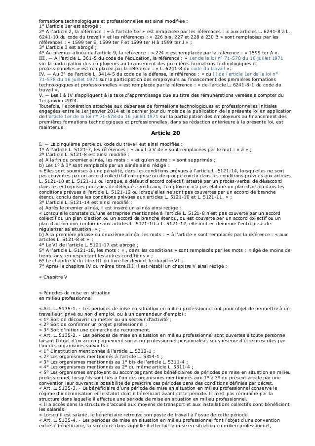 Loi N 2014 288 Du 5 Mars 2014 Relative A La Formation Professionnell