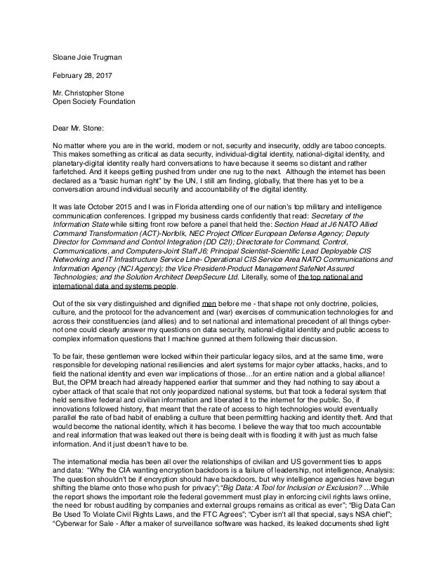 Letter of Intent Open Society Fellowship