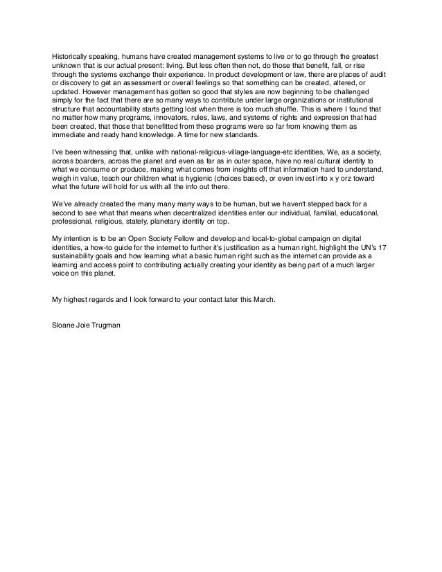 Letter of Intent Open Society Fellowship
