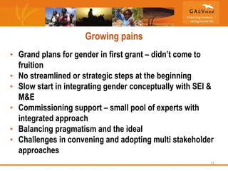 GALVmed and gender: Challenges and lessons learned