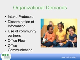 Linguistic CompetenceLanguage Access ServicesLinguistically/culturally competent StaffSigns, brochures, posters culturally and linguistically appropriateHealth education materials culturally and linguistically appropriate32