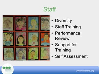 Organizational DemandsIntake ProtocolsDissemination of InformationUse of community partnersOffice FlowOffice Communicationwww.clinicians.org