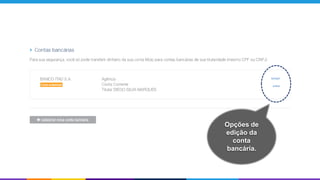 Opções de
edição da
conta
bancária.
 