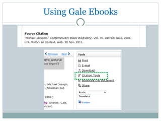 Using Gale Ebooks 